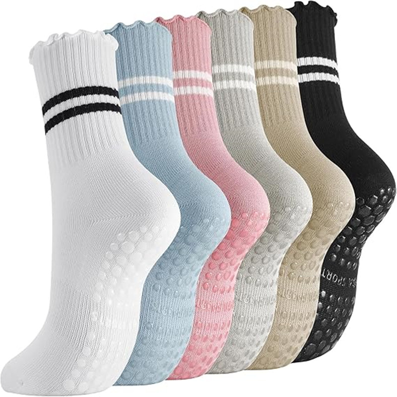 Pilates Yoga Barre - 1 Pairs Stripe Ruffle Pilates Grip