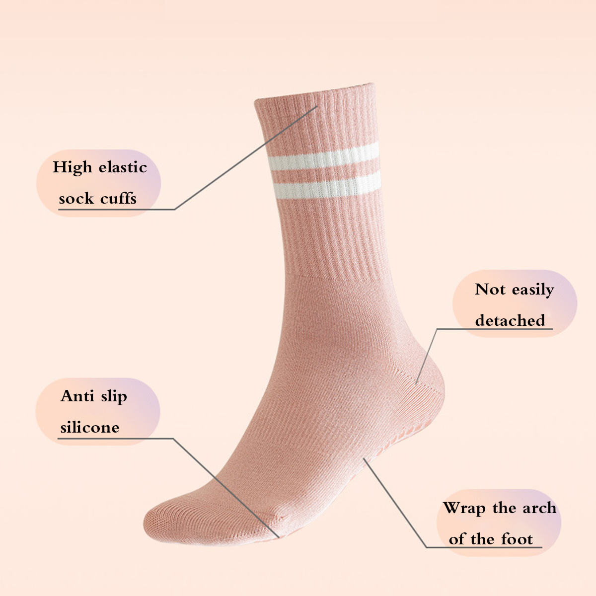 Pilates Socks with Grips for W - Pilates Yoga Barre 评论和价格