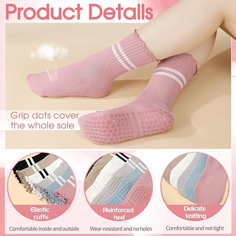 1 Pairs Stripe Ruffle Pilates  - Pilates Yoga Barre 评论和价格